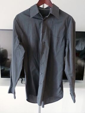 Strellson - (Size L) 100% Cotton Men’s Cotton Grey Long Sleeve Button Down Dress